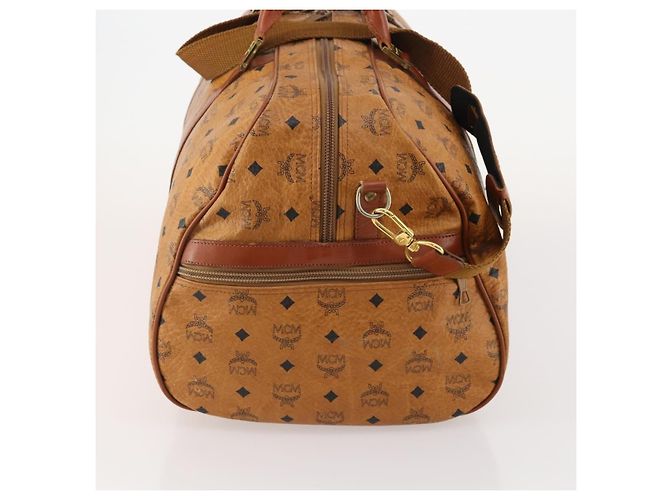 MCM Vicetos Logogram Boston Bag PVC Leather 2way Brown Gold Auth 183972 Marrone D'oro - vista 4