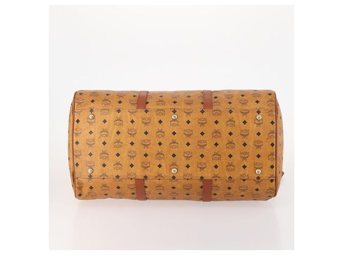 MCM Vicetos Logogram Boston Bag PVC Leather 2way Brown Gold Auth 183972 Marrone D'oro - vista 5