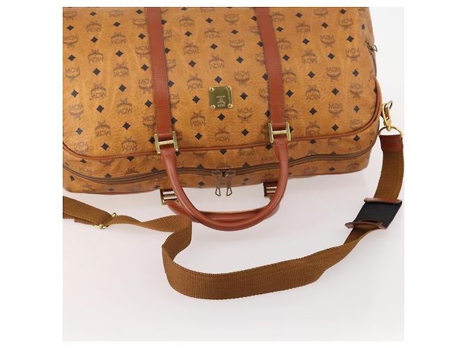 MCM Vicetos Logogram Boston Bag PVC Leather 2way Brown Gold Auth 183972 Marrone D'oro - vista 7