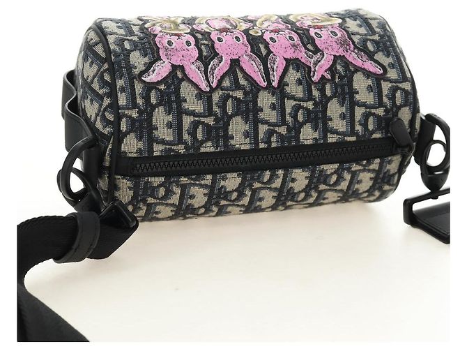 Borsa a tracolla messenger con ruote Christian Dior Trotter Canvas Navy Auth 184861SAM Blu navy - vista 6