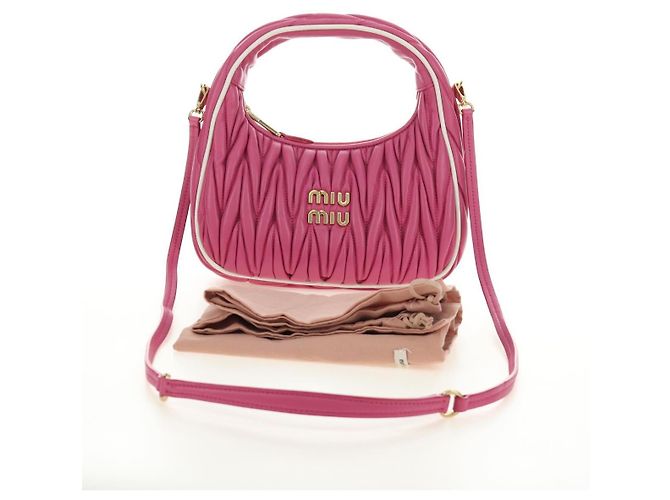 Borsa Miu Miu Matelasse Wonder in pelle 2way Rosa Oro Auth 185334SM D'oro - vista 12