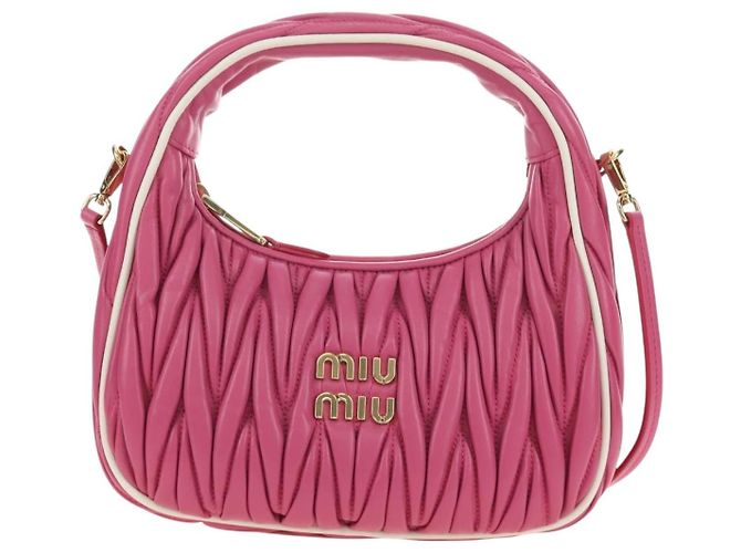 Borsa Miu Miu Matelasse Wonder in pelle 2way Rosa Oro Auth 185334SM D'oro - vista 13
