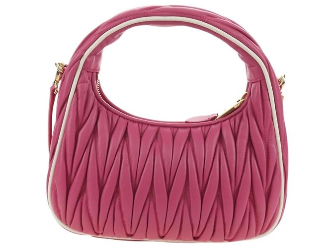 Borsa Miu Miu Matelasse Wonder in pelle 2way Rosa Oro Auth 185334SM D'oro - vista 2