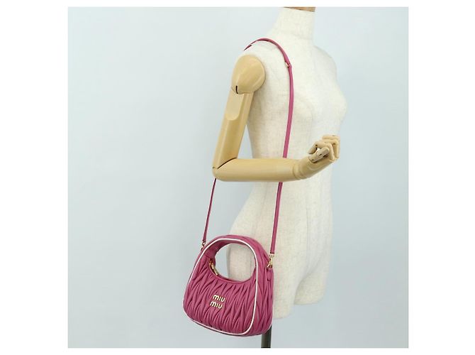 Borsa Miu Miu Matelasse Wonder in pelle 2way Rosa Oro Auth 185334SM D'oro - vista 25
