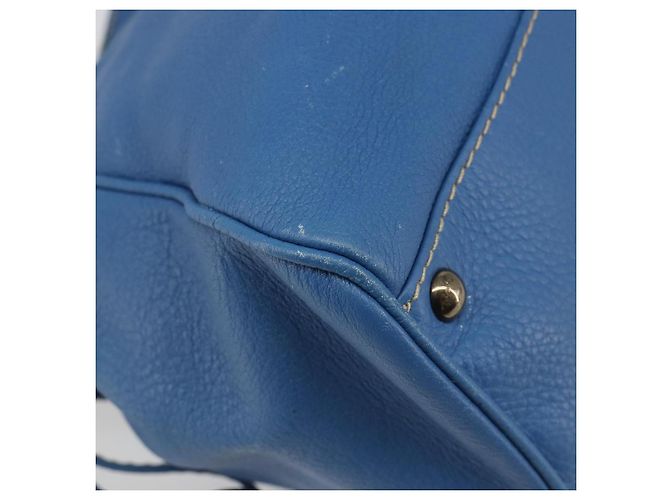 Borsa Tote Salvatore Ferragamo Gancini in pelle blu e oro Auth 185584A D'oro - vista 16