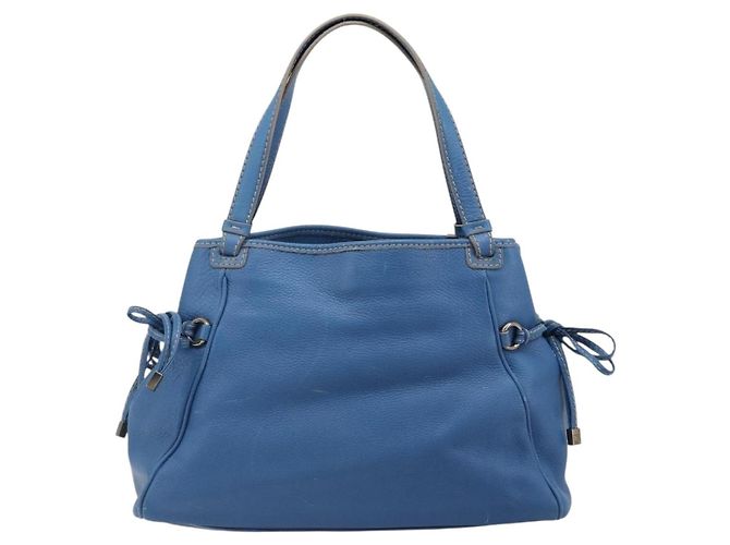 Borsa Tote Salvatore Ferragamo Gancini in pelle blu e oro Auth 185584A D'oro - vista 2