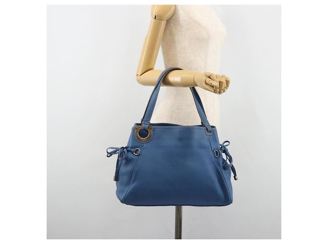 Borsa Tote Salvatore Ferragamo Gancini in pelle blu e oro Auth 185584A D'oro - vista 23
