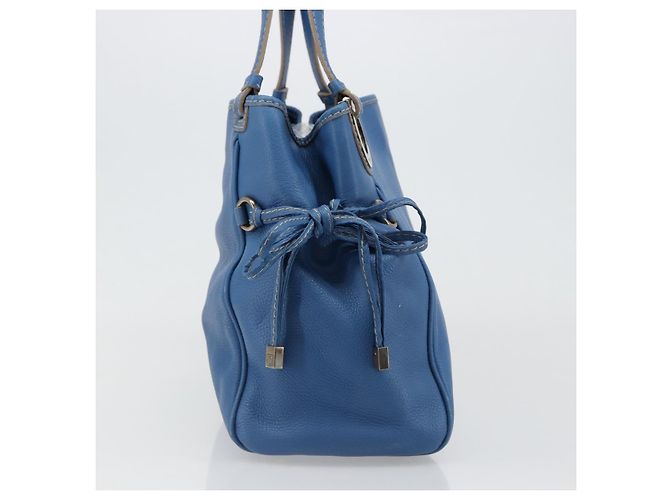 Borsa Tote Salvatore Ferragamo Gancini in pelle blu e oro Auth 185584A D'oro - vista 4