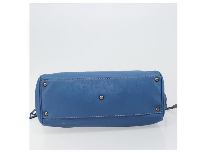 Borsa Tote Salvatore Ferragamo Gancini in pelle blu e oro Auth 185584A D'oro - vista 5