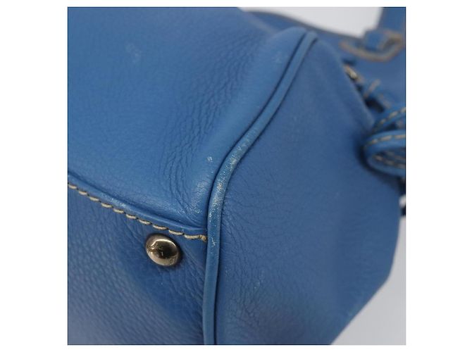 Borsa Tote Salvatore Ferragamo Gancini in pelle blu e oro Auth 185584A D'oro - vista 9