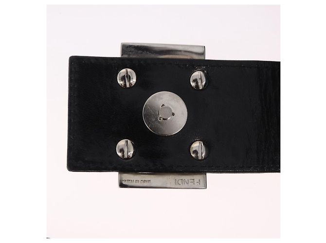 Borsa a tracolla FENDI Mamma Baguette in jersey di cotone Nero Argento Auth 186336 - vista 10