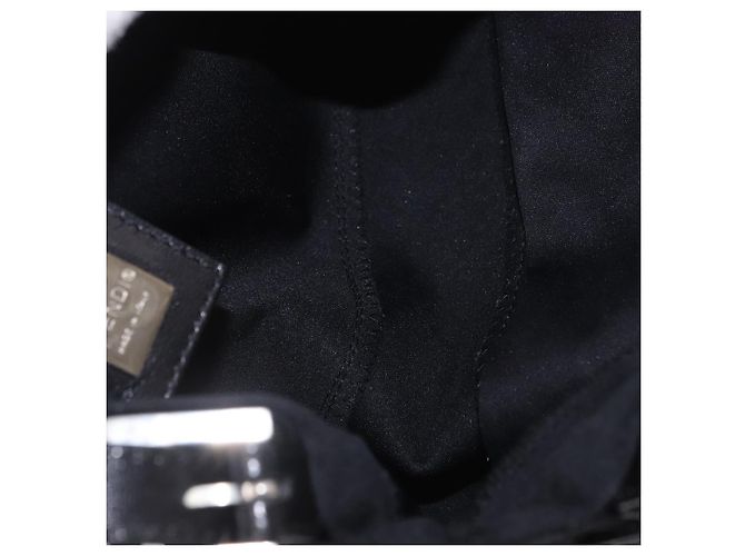 Borsa a tracolla FENDI Mamma Baguette in jersey di cotone Nero Argento Auth 186336 - vista 11