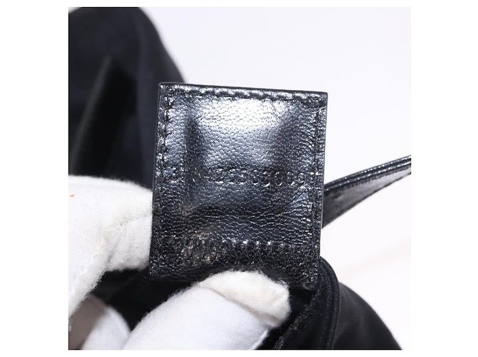 Borsa a tracolla FENDI Mamma Baguette in jersey di cotone Nero Argento Auth 186336 - vista 12