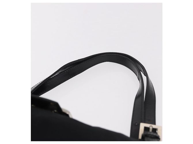 Borsa a tracolla FENDI Mamma Baguette in jersey di cotone Nero Argento Auth 186336 - vista 14