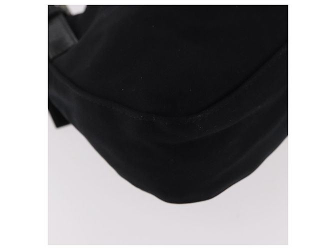 Borsa a tracolla FENDI Mamma Baguette in jersey di cotone Nero Argento Auth 186336 - vista 16