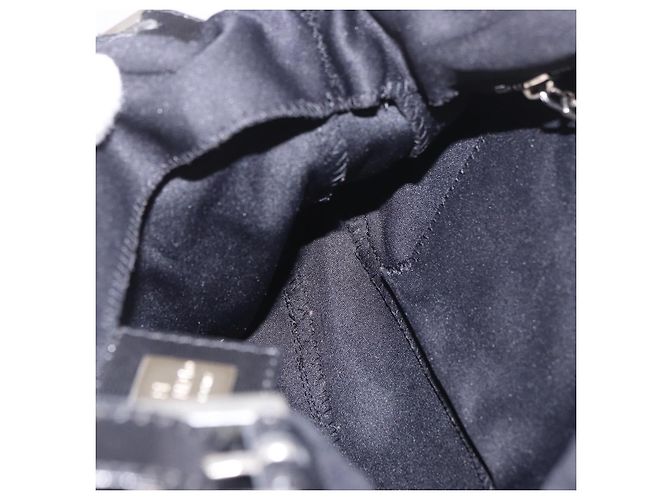 Borsa a tracolla FENDI Mamma Baguette in jersey di cotone Nero Argento Auth 186336 - vista 20