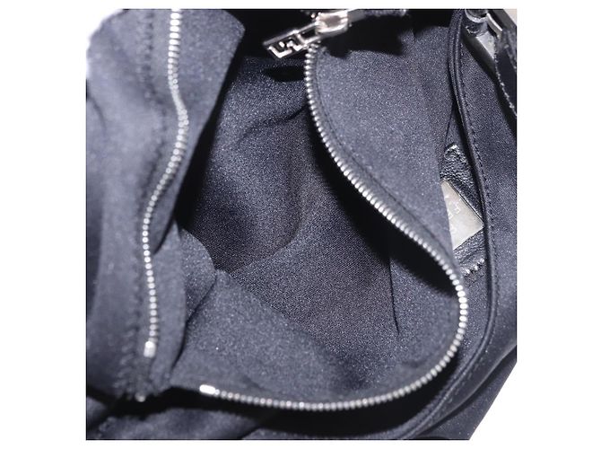 Borsa a tracolla FENDI Mamma Baguette in jersey di cotone Nero Argento Auth 186336 - vista 23