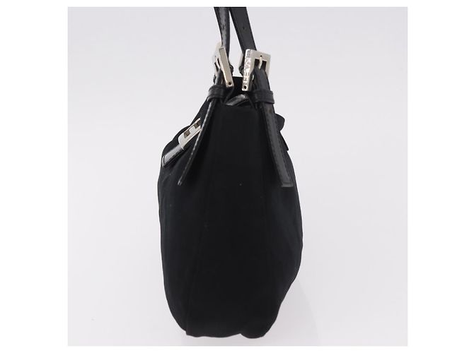 Borsa a tracolla FENDI Mamma Baguette in jersey di cotone Nero Argento Auth 186336 - vista 3