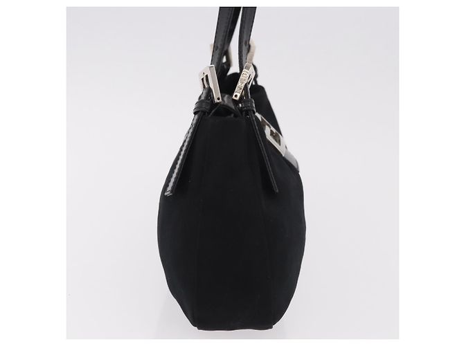 Borsa a tracolla FENDI Mamma Baguette in jersey di cotone Nero Argento Auth 186336 - vista 4