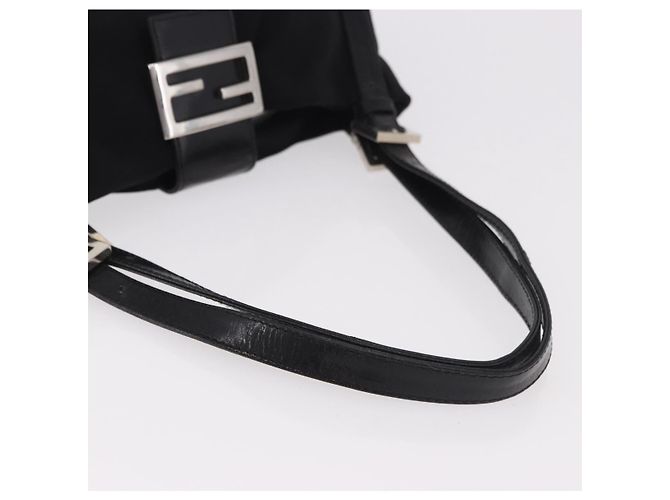 Borsa a tracolla FENDI Mamma Baguette in jersey di cotone Nero Argento Auth 186336 - vista 7