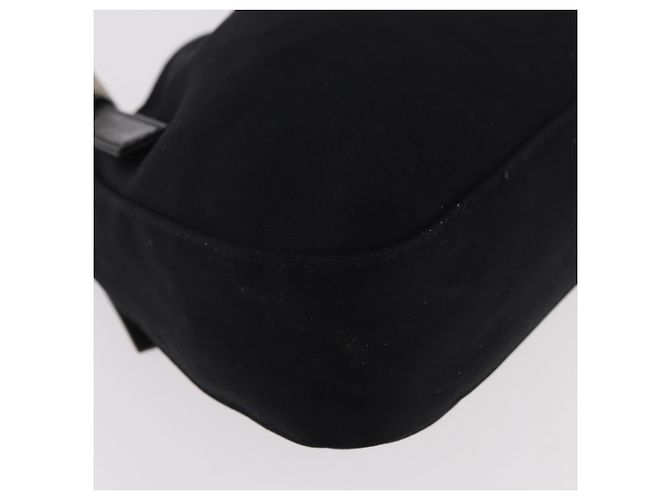 Borsa a tracolla FENDI Mamma Baguette in jersey di cotone Nero Argento Auth 186336 - vista 8