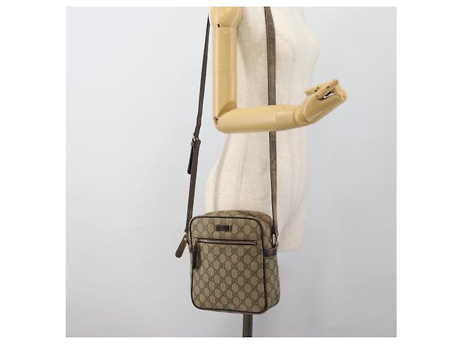 Borsa a Spalla GUCCI GG Supreme PVC Beige Oro 233268 Auth ka4763 D'oro - vista 24