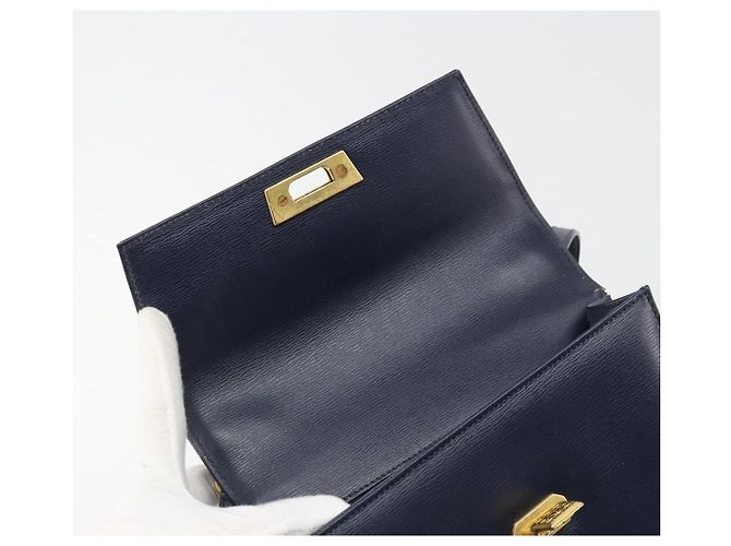 Borsa a tracolla Christian Dior in pelle 2way blu oro Auth 185936A D'oro - vista 10