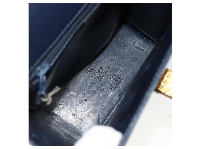 Borsa a tracolla Christian Dior in pelle 2way blu oro Auth 185936A D'oro - vista 11