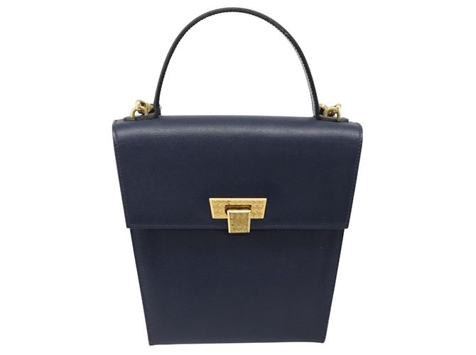 Borsa a tracolla Christian Dior in pelle 2way blu oro Auth 185936A D'oro - vista 13