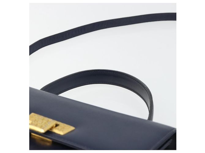Borsa a tracolla Christian Dior in pelle 2way blu oro Auth 185936A D'oro - vista 14