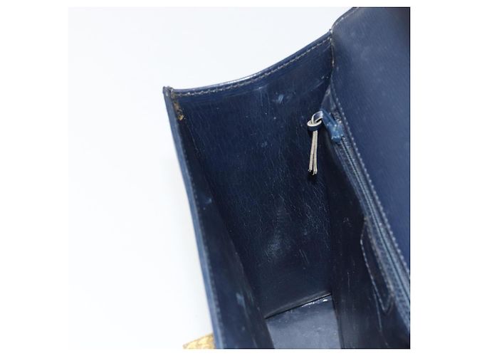 Borsa a tracolla Christian Dior in pelle 2way blu oro Auth 185936A D'oro - vista 21