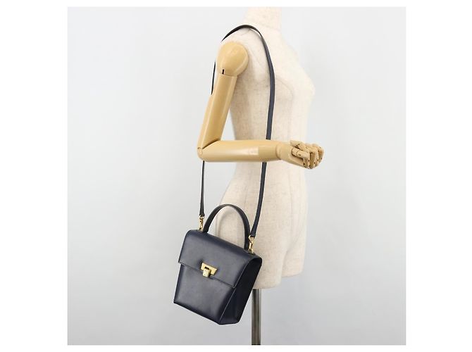 Borsa a tracolla Christian Dior in pelle 2way blu oro Auth 185936A D'oro - vista 24