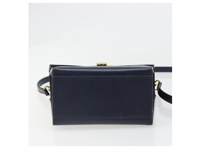 Borsa a tracolla Christian Dior in pelle 2way blu oro Auth 185936A D'oro - vista 5
