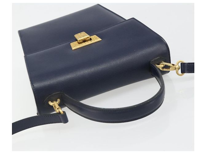 Borsa a tracolla Christian Dior in pelle 2way blu oro Auth 185936A D'oro - vista 6
