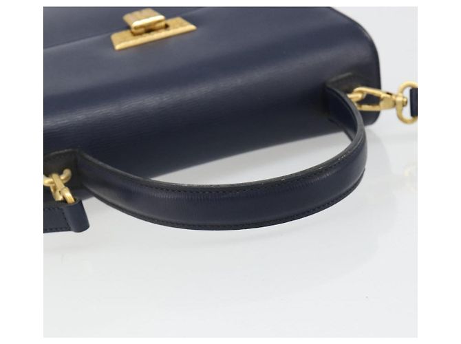 Borsa a tracolla Christian Dior in pelle 2way blu oro Auth 185936A D'oro - vista 7
