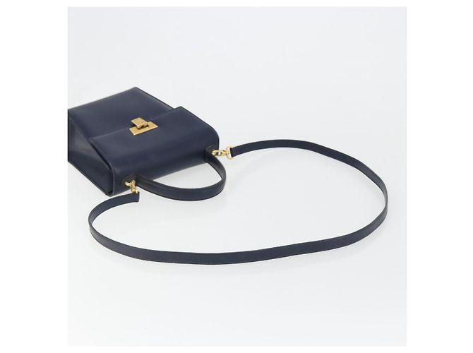 Borsa a tracolla Christian Dior in pelle 2way blu oro Auth 185936A D'oro - vista 8