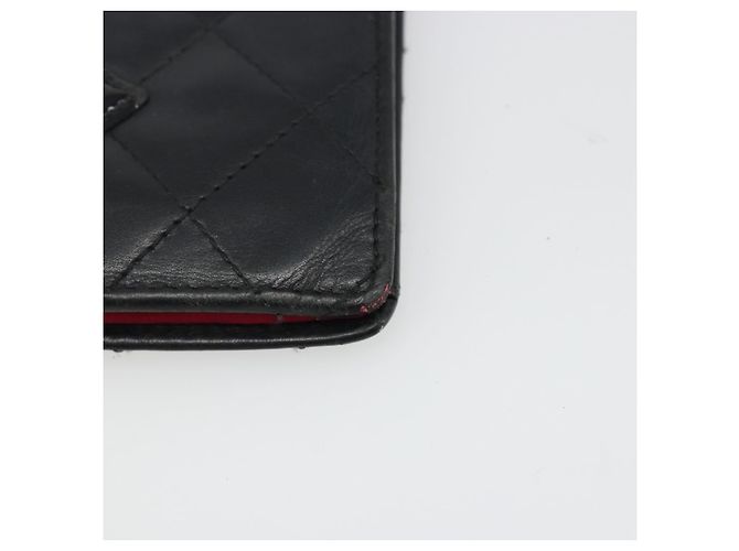 CHANEL Portafoglio Cambon Line in pelle di agnello nero CC Auth 179550 - vista 14
