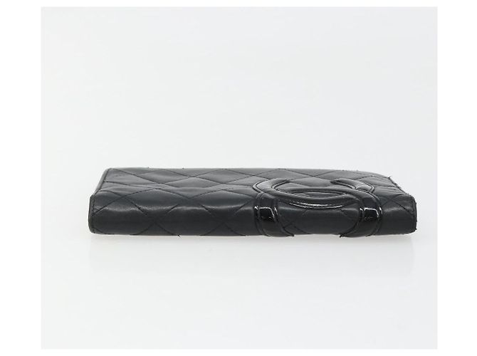 CHANEL Portafoglio Cambon Line in pelle di agnello nero CC Auth 179550 - vista 4
