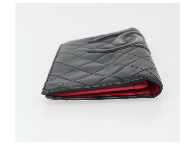 CHANEL Portafoglio Cambon Line in pelle di agnello nero CC Auth 179550 - vista 5