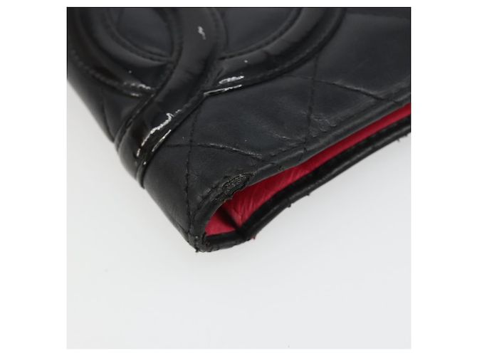 CHANEL Portafoglio Cambon Line in pelle di agnello nero CC Auth 179550 - vista 7