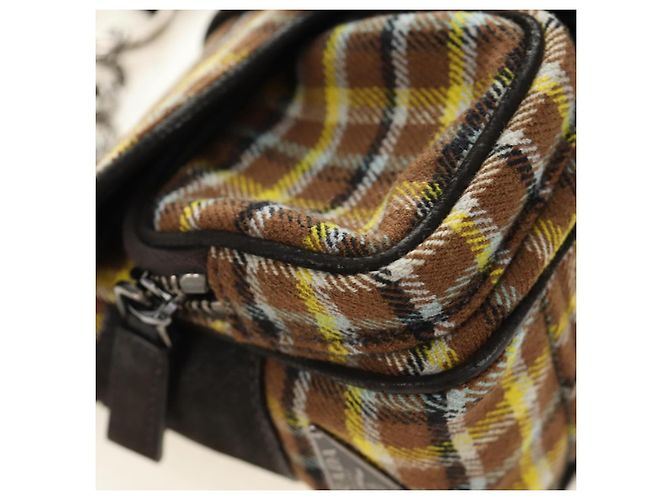 Borsa a Spalla con Catena PRADA Canvas Marrone Argento Auth 185603SM - vista 16