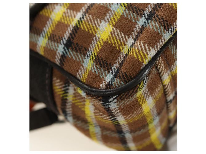 Borsa a Spalla con Catena PRADA Canvas Marrone Argento Auth 185603SM - vista 18