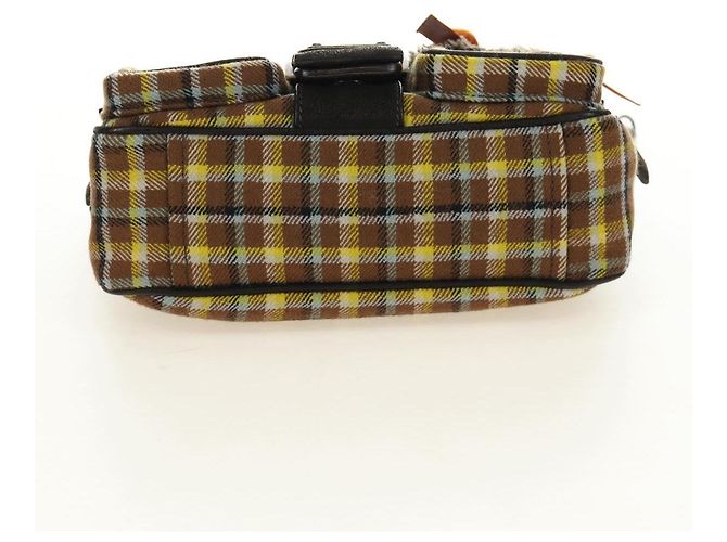 Borsa a Spalla con Catena PRADA Canvas Marrone Argento Auth 185603SM - vista 5