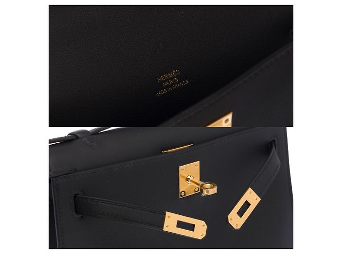 Hermès Borsa HERMES Kelly Mini in Pelle Nera - 103661 Nero - vista 7