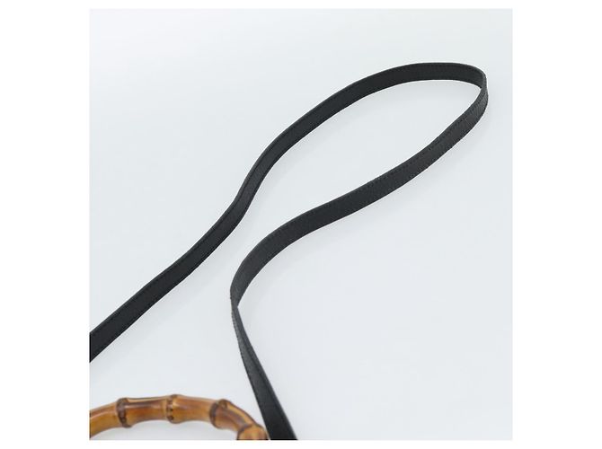 Bolsa de Ombro GUCCI Bamboo em Couro 2way Preto Ouro 000 1014 0188 Auth 187626SAV Dourado - vista 15