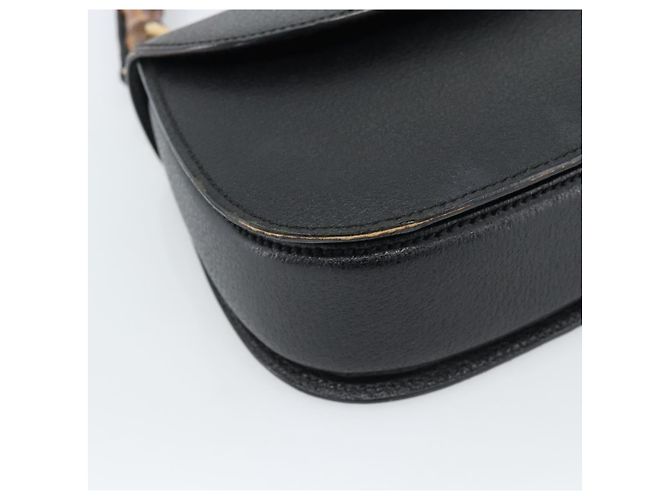 Bolsa de Ombro GUCCI Bamboo em Couro 2way Preto Ouro 000 1014 0188 Auth 187626SAV Dourado - vista 16