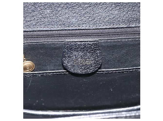 Bolsa de Ombro GUCCI Bamboo em Couro 2way Preto Ouro 000 1014 0188 Auth 187626SAV Dourado - vista 20
