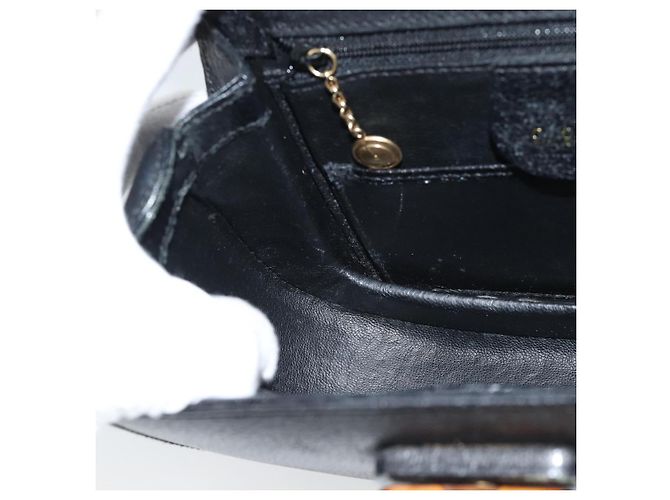 Bolsa de Ombro GUCCI Bamboo em Couro 2way Preto Ouro 000 1014 0188 Auth 187626SAV Dourado - vista 22