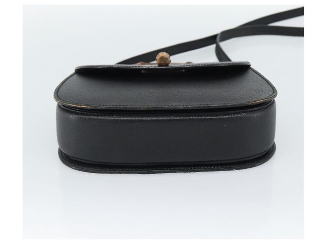 Bolsa de Ombro GUCCI Bamboo em Couro 2way Preto Ouro 000 1014 0188 Auth 187626SAV Dourado - vista 5