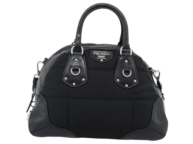 Borsa PRADA in pelle 2way Nera Argento Auth 186264A Nero - vista 13